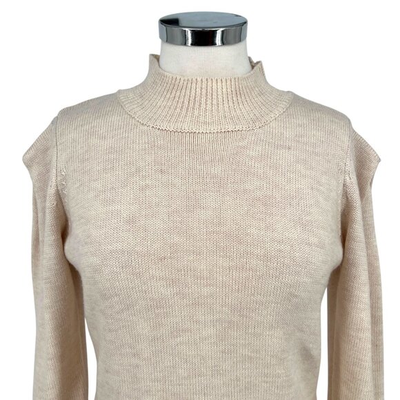 Fate Puff Sleeve High Neck Sweater Beige Cream Size Small - Picture 2 of 9